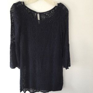 American Eagle Outfitters Longer Black Laced Top With Tank Underneath Si…